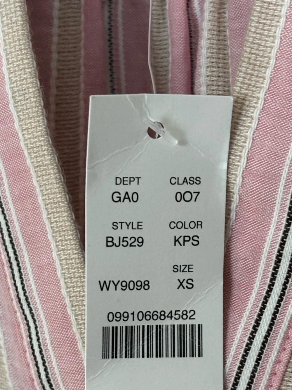 J Crew Top Womens XS Pink White‎ Stripe V-Neck Cotton Poplin Long Sleeve Blouse